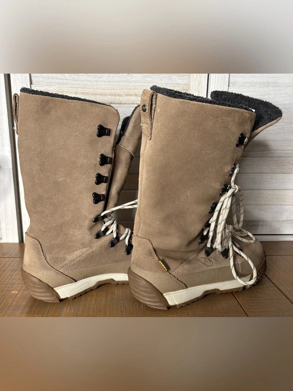 Icebug Eir-L Woolpower Merino Wool Suede Tall Winter Boots Beige Size 6.5